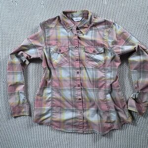 Orvis Women’s Pastel Plaid Snap Button Tech Shirt Medium Outdoor Spring Garden